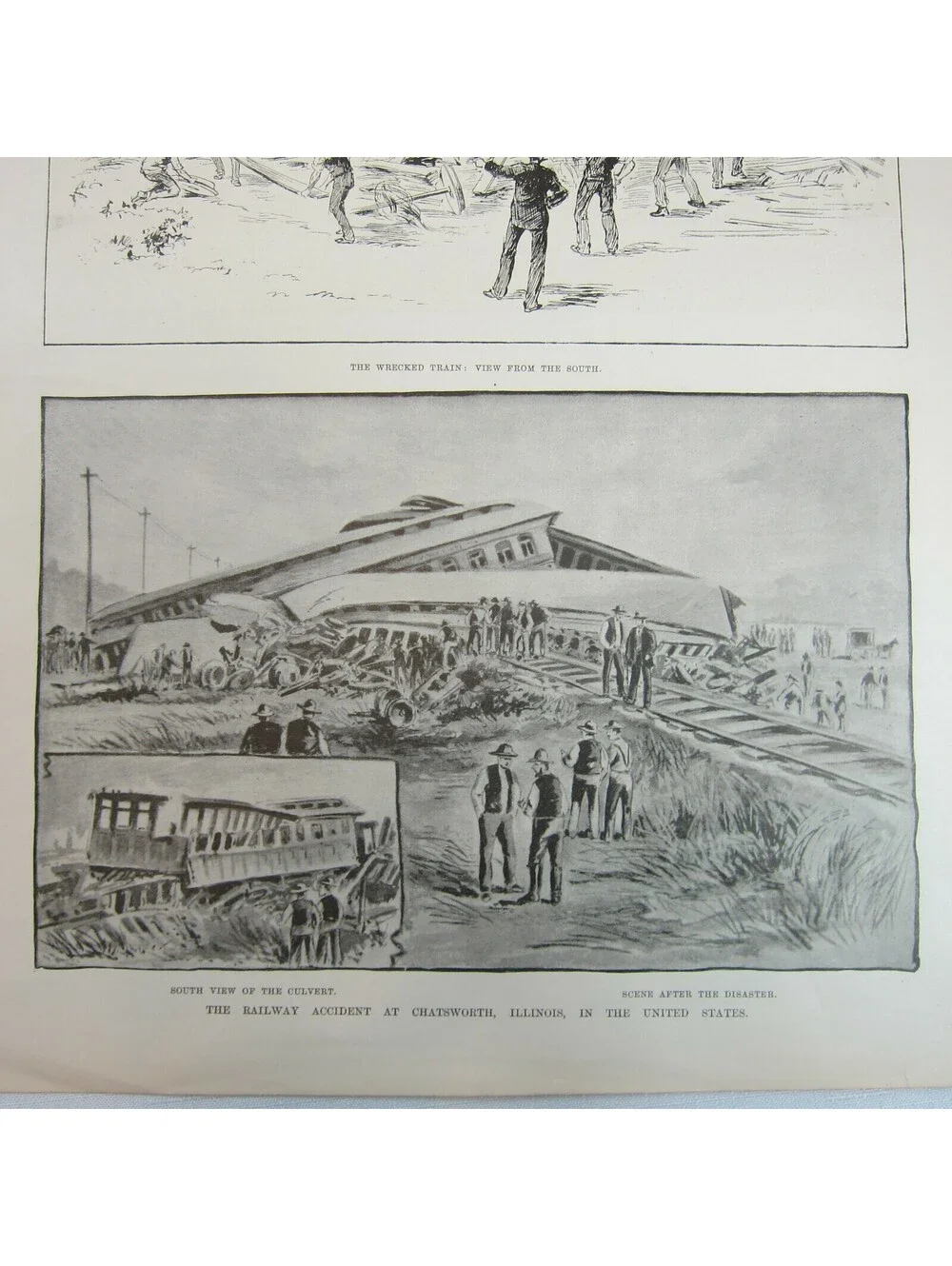 Antique 1888 Print Railway Accident at Chatsworth, Illinois in the United States